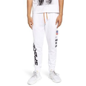 Elevenparis Mens Lasa Knit Athletic Jogger Pants, white, M